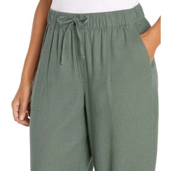 GAP Women's Drawstring Linen Pants Pull On Pants - Green - Size LARGE - NWT!! - Picture 3 of 11